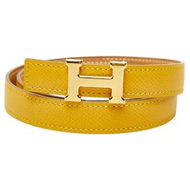 Hermès Cinturón Hermes Constance H-Belt Castaño Amarillo