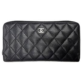 Chanel Matelassé Classic Zip Long Wallet Black