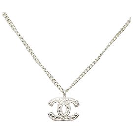 Chanel Coco Mark Kettenanhänger Halskette Silber