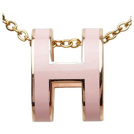 Hermès Collier pendentif Hermes Pop H Rose Doré