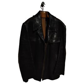 Autre Marque Vintage Militär Lederjacke Schwarz 70er/80er Schwarz