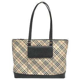 Burberry Nova Check Pattern Tote Bag Schwarz Beige
