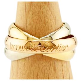 Cartier Trinity Ring 18K Yellow Pink and White Gold Silvery Golden