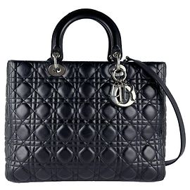 Borsa a mano in pelle nera Christian Dior Nero