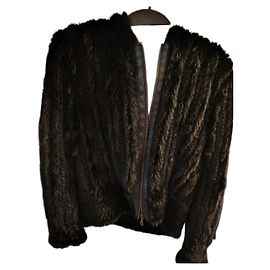 Autre Marque Black Knitted Mink Fur Hooded Jacket Black