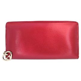Gucci Metallic Red Leather Long Wallet Red