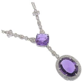 Autre Marque 18K Pink Gold Amethyst and Diamond Necklace Other