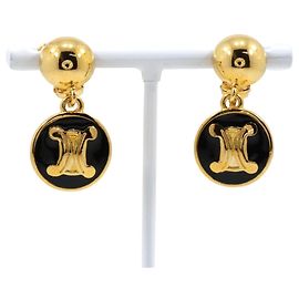 Céline Boucles d'oreilles clips Celine Triomphe plaquées or Doré