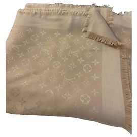 Sciarpa Louis Vuitton Monogram Beige in Seta e Lana Beige