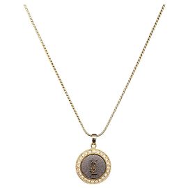 Autre Marque Colar SAINT LAURENT Metal Gold Tone Auth SW2843 Outro