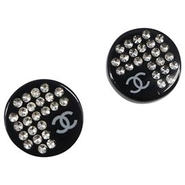 Orecchini CHANEL in plastica Nero CC Auth 200741V Nero