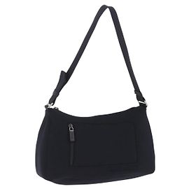 Bolsa de Ombro Miu Miu Nylon Black Silver Auth mr2866A Preto Prata