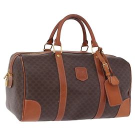Céline Sac Boston CELINE Macadam Canvas PVC Cuir Marron Or Auth 197668V Marron Doré