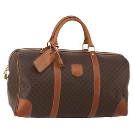 Céline CELINE Macadam Canvas Boston Bag PVC Leder Braun Gold Auth 199652A Braun Golden