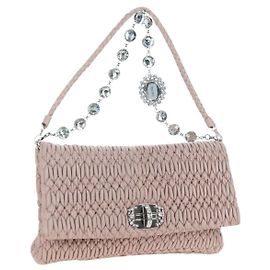 Borsa Miu Miu Nappa Crystal Matelassé in pelle 3way Rosa Argento Auth 203264M Argento Rosa