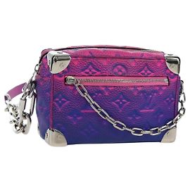 LOUIS VUITTON Taurillon Clemence Illusion Mini Soft Trunk M81219 Auth 197276SM Rosa