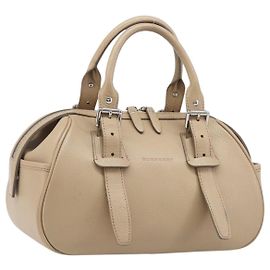Bolsa de mão BURBERRY em couro bege prata autêntica 202999A Prata Bege