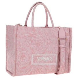 Sac cabas VERSACE Athena Barocco tweed 2way Pink Gold Auth BA15628M Rose Doré