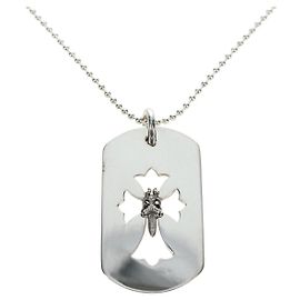 Collar Placa Dog Tag Large Flare Dagger Chrome Hearts metal Silver Auth mr2895SAM Plata