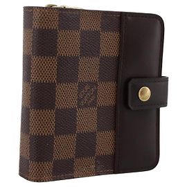 LOUIS VUITTON Damier Ebene Compact Zip Bifold Wallet N61668 LV Auth 202835 Damier ebène