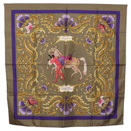 Hermès Foulard HERMES Carre 90 Seta Marrone Auth bs37040 Marrone