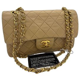 Chanel Classic Double Flap Small Shoulder Bag - Beige Lambskin Beige