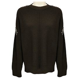 A.L.C. Lennox bestickter Merino-Wollstrickpullover in Braun Braun