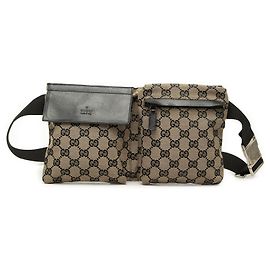 Bolsa de cintura Gucci GG Canvas bege com bolso duplo Bege