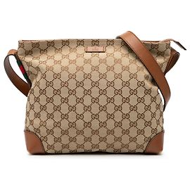 Borsa a tracolla Gucci GG Canvas Web marrone Marrone
