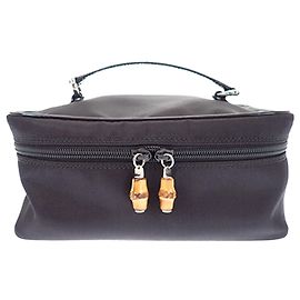 Bolso Vanity Gucci de nailon negro con bambú Negro
