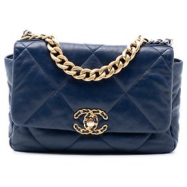 Bolso Chanel 19 Flap Medium de piel de cordero azul Azul