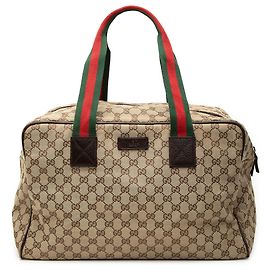 Borsa Duffle Gucci GG Canvas Web Beige Beige