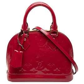 Sac Satchel Louis Vuitton Monogram Vernis Alma BB Rouge Rouge