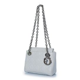 Christian Dior, Cannage lady double chain bag Silvery White
