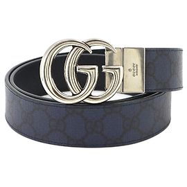Gucci GG Marmont Reversible Belt Black Navy blue