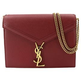 Autre Marque Saint Laurent Cassandre Envelope Chain Shoulder Handbag Red