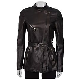 Gucci Black Leather Belted Jacket - IT 40 / S Pre-owned Other