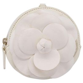 Chanel Camellia Round Clutch with Chain Lambskin White