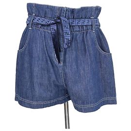 Fendi Dark Blue Light Denim FF Belt Short Dark blue
