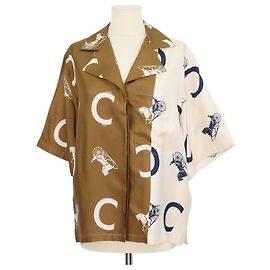 Céline Camicia Pyjama a maniche corte Celine in seta tricolore con stampa Carriage Altro
