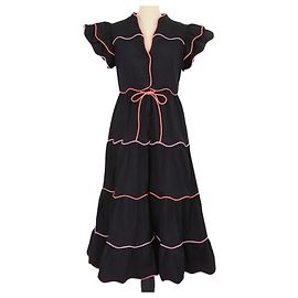 Autre Marque Abito lungo Celia B Black Blend Cotton Baba Voyager Nero