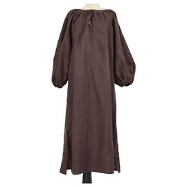 Autre Marque Robe Velina brodée en lin marron foncé Etnodim Marron foncé