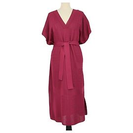Hermès Vestido Caftan Longo Hermes Lie De Vin Viscose Chaine d'Ancre Bordeaux