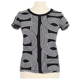 Hermès Top Hermes Black/White Cotton Jacquard Knit Circuit 24 Preto Branco