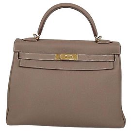 Hermès Bolsa Hermes Kelly Retourne 32 em couro Togo Etoupe com hardware Gold Marrom