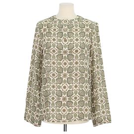 Loro Piana Antonella Bluse aus grüner Seide mit Flower Echoes Print Grün