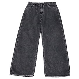 Rag & Bone Wash Black Denim Phoebe Drawstring Wide Leg Pants Black