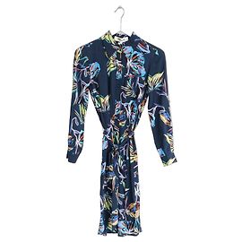 Diane Von Furstenberg Vestido de seda Prita Abstract Butterfly Multicolor Azul oscuro