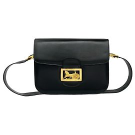 Céline Celine Vintage Leather Shoulder Bag/Pochette Black