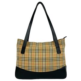 Burberry Nova Check Canvas- und Leder-Tote-Bag Schwarz Beige